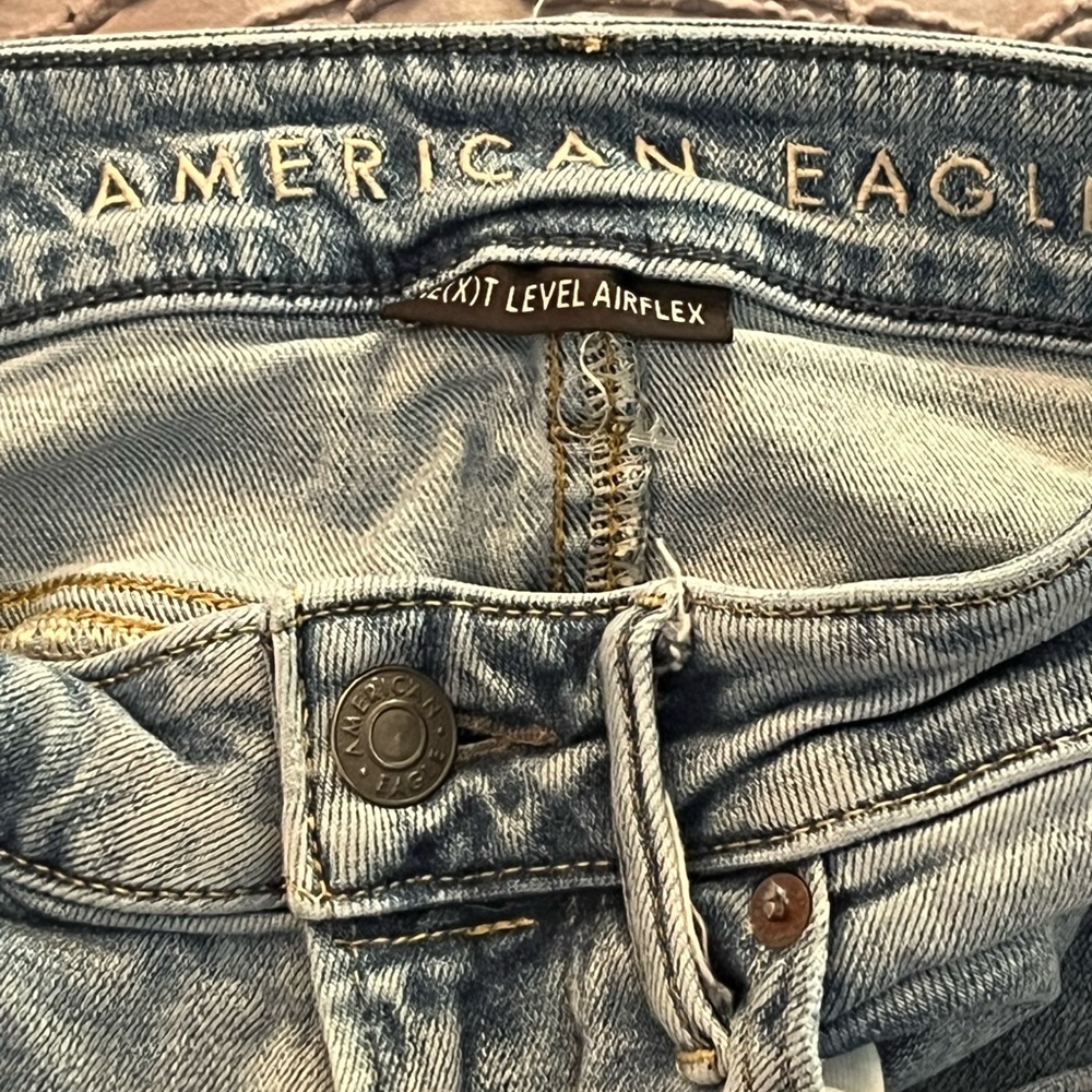 American Eagle Blue Next Level Airflex Ripped Skinny Jeans - Picture 4 of 4